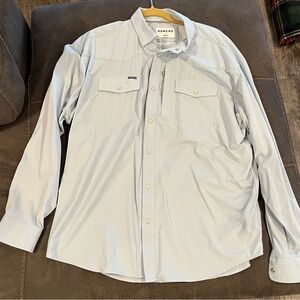 Poncho Outdoors men’s pearl snap. Light blue, size L.
